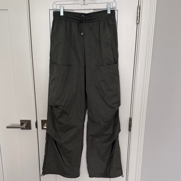 Zara Womens Dark Olive Cargo Pants S - Picture 3 of 6
